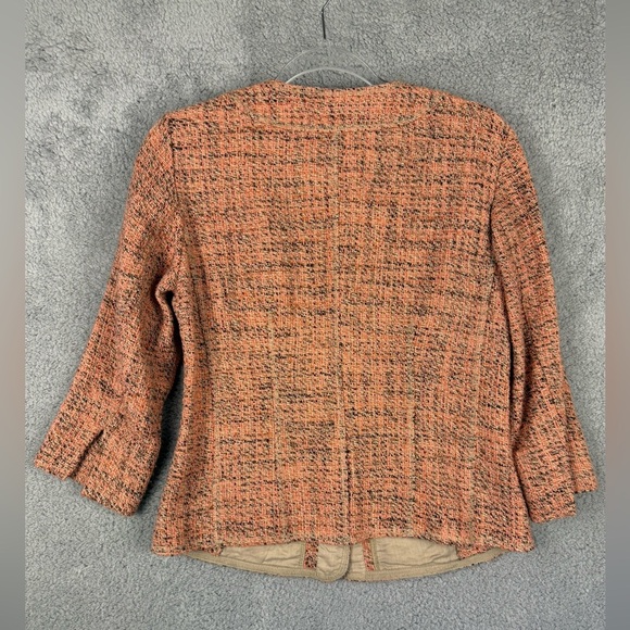J Jill tweed jacket coral and pink tones with snap front size XS preowned - Picture 9 of 11